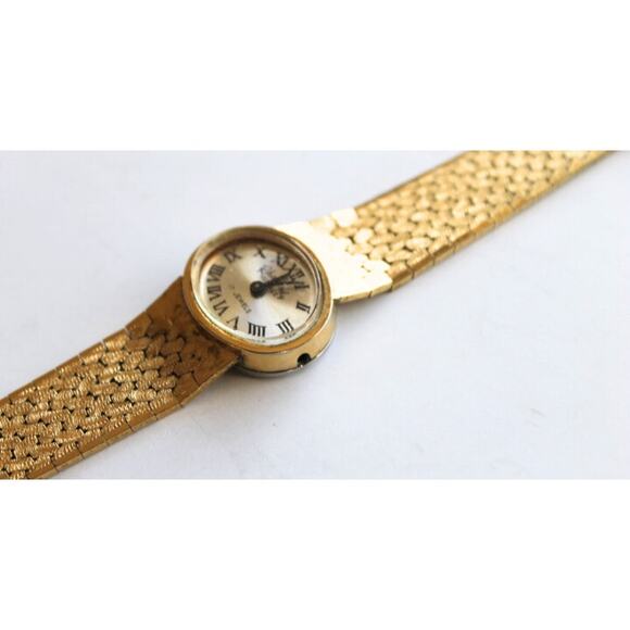 Vintage Rhapsody Womens Watch Textured Liquid Gold Tone Band Not Working - Picture 4 of 7